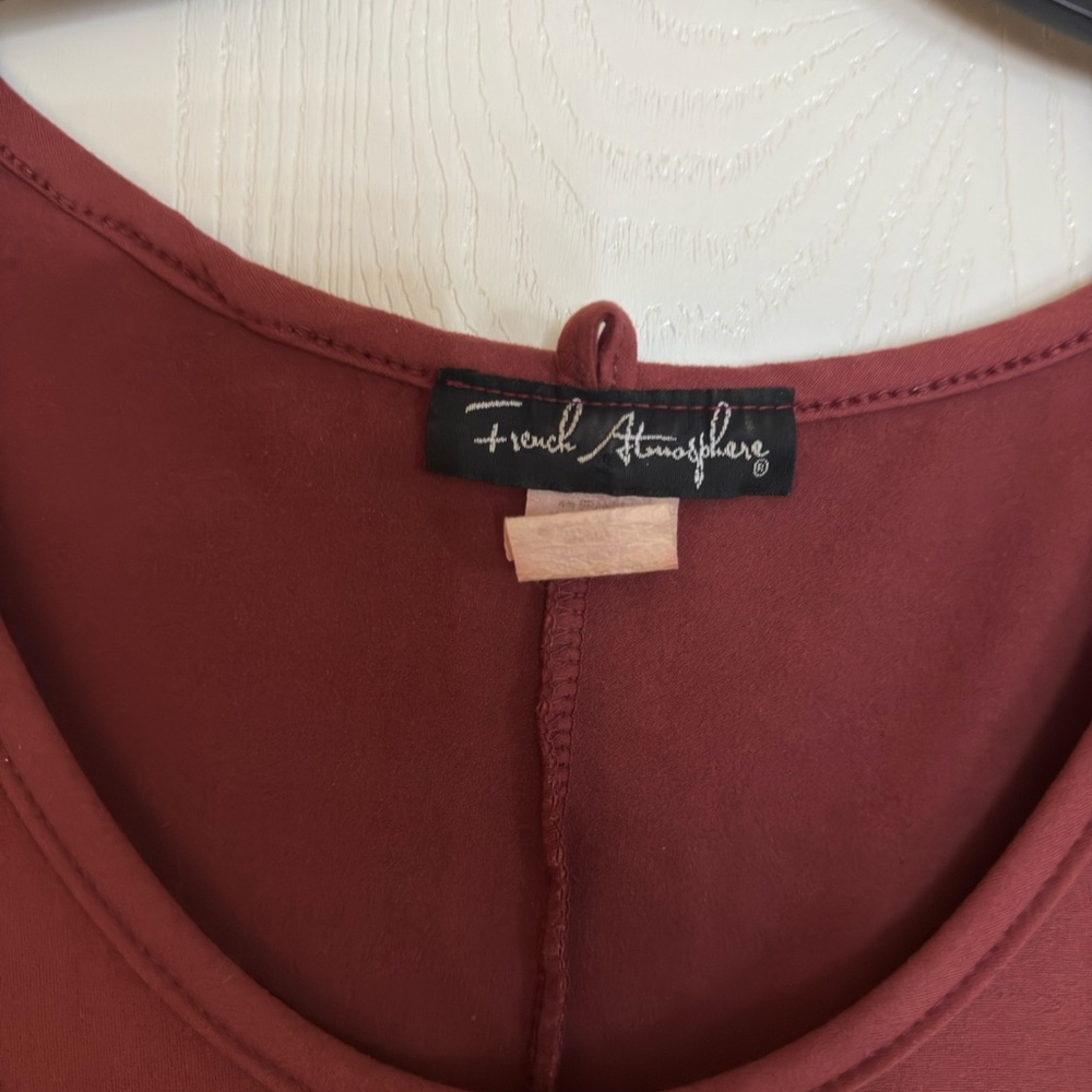 French Atmosphere Deep Red Blouse